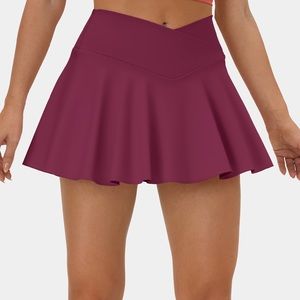 COPY - NWT Halara Crossover high waisted 2-1 flare tennis skirt with pockets n …